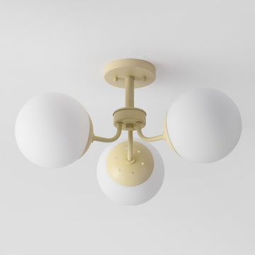 Olivier 23.5" 3-Light Bohemian Farmhouse Iron/Frosted Glass LED Semi Flush Mount